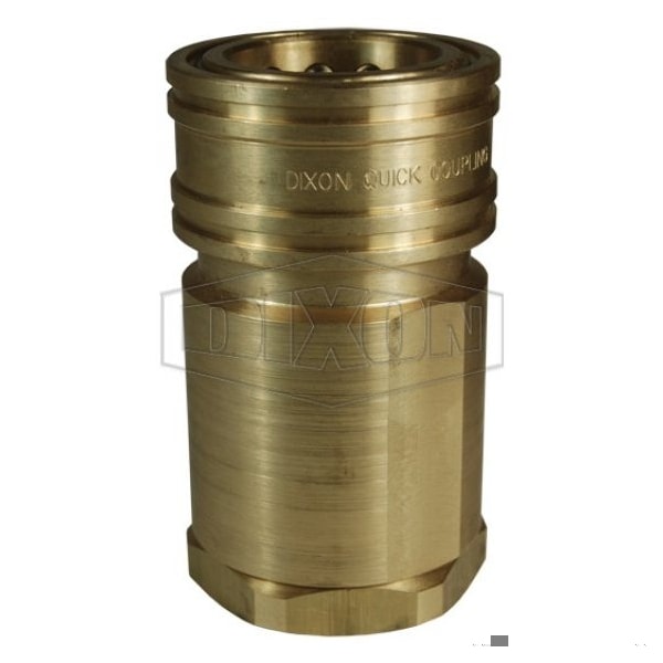 Quick Disconnect Poppet Valve Coupler, 1-1/2 in Nominal, Quick Disconnect Coupler x FNPT, Brass, Dom